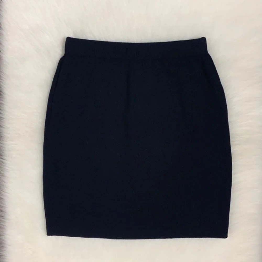 St. John by Marie Gray Wool Blend  Black Knit Skirt Sz 2